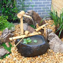 日式庭院水槽石槽流水驚鹿滴水戶外石缽蹲鋸造景裝飾別墅花園水缽