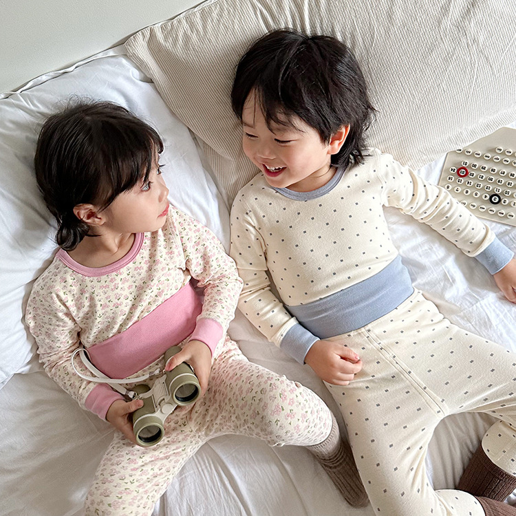 Baby's Autumn Clothes and Pants Cotton Baby's Thermal Underwear Set Boneless High Waist Belly Protector for Boys and Girls Thickened Home Clothes