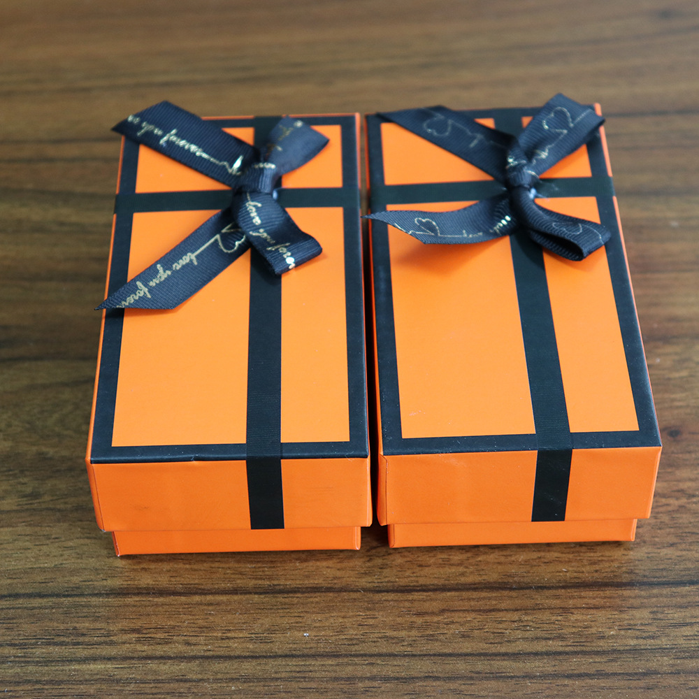 High-end Gift Packaging Box Small Keychain Box Orange Heaven Box Gift Bow Lipstick Box Hard Box Wholesale