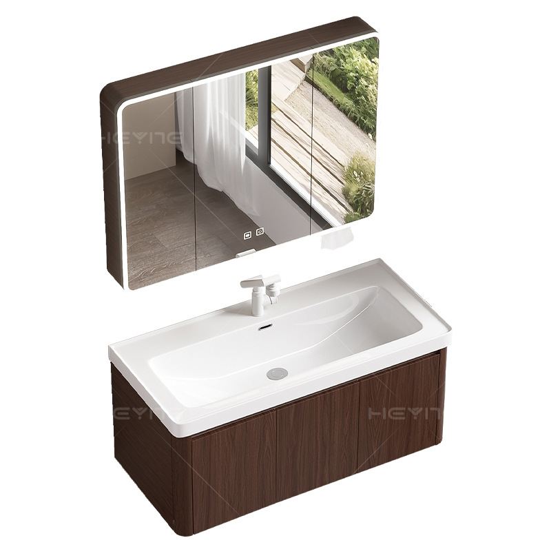 Gabinete de baño de panal grueso de color nuez 18CM de cerámica profunda cuenca de cuatro lados de agua pequeño gabinete de baño image 5