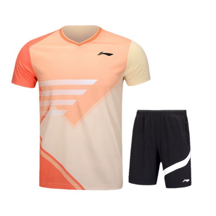 Спортивный комплект (Li Ning) для бадминтона, быстросохнущая футболка и шорты, унисекс, XS–3XL
