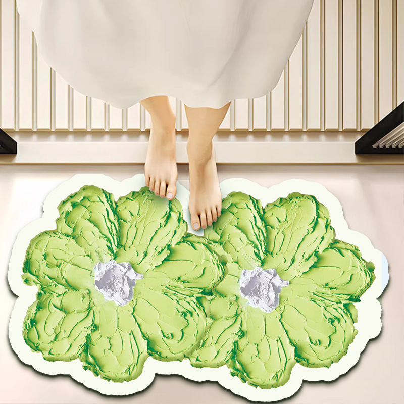 Serie de pintura al óleo alfombra antideslizante alfombra especial en forma de flor de la casa alfombra de la puerta tecnología de terciopelo alfombra de baño absorbente estera de secado rápido