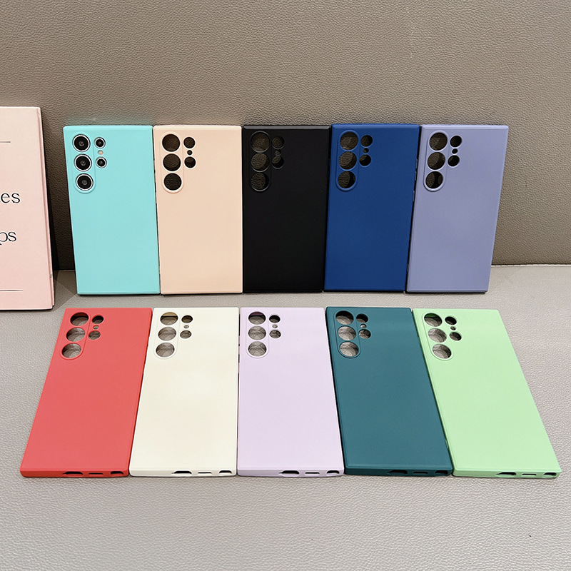 Coque souple de couleur unie pour téléphone Samsung S23, bord droit, Ultra liquide, S24_voghion.com
