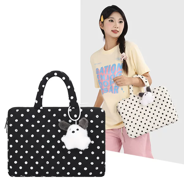 New Polka Dot Large Capacity Cute Laptop Bag 14inch 15.6inch Polka Dot High-Value Notebook Document Storage Bag