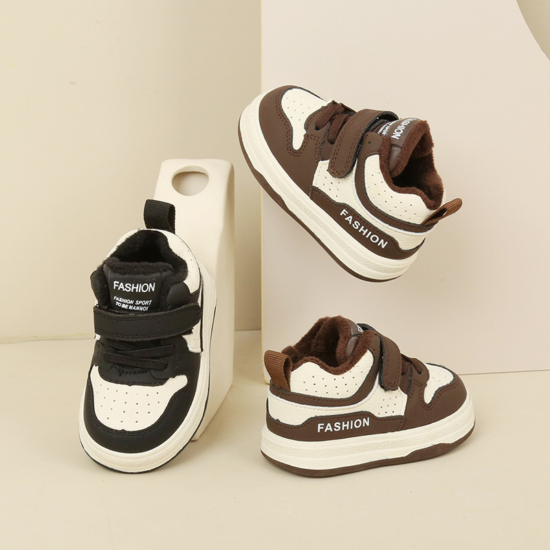 Treasure board shoes Warm baby shoes Fall winter boy's toddler shoes Girl's casual shoes plus fleece children's sports shoes