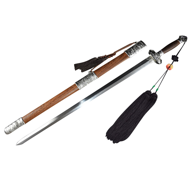Longquan Jiangqi Sand Silver Lotus Sword Tang Sword Pattern Steel Hand-Forged One-piece Long Sword Cold Weapon Unedged
