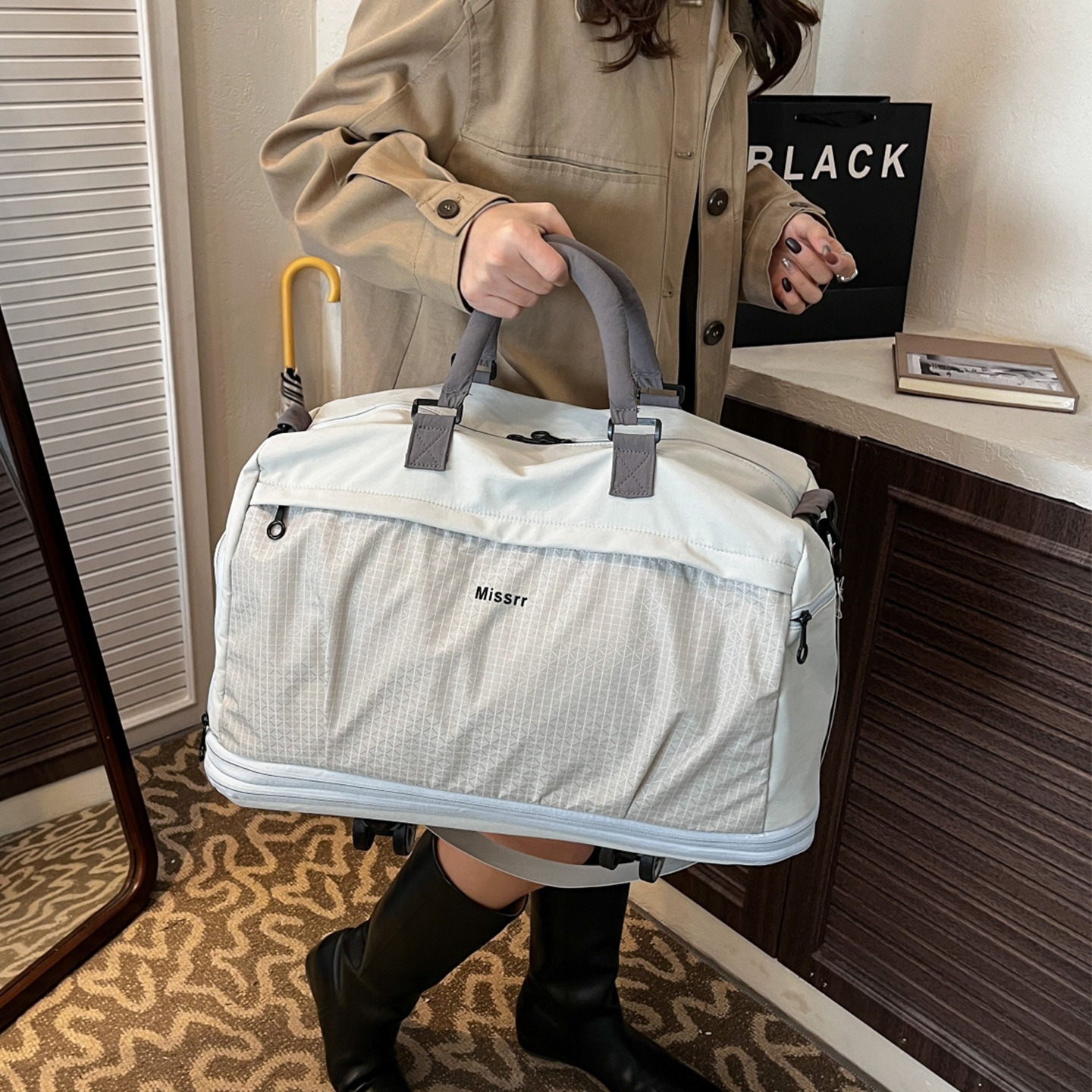 Cross-border expandable travel bag with wheels, portable carry-on luggage bag, large-capacity luggage bag for college students' accommodation