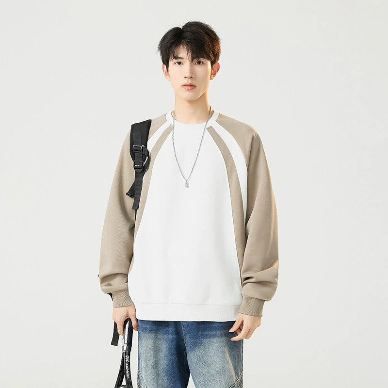 2024 новый осенний и зимний свитера мужской простой повседневный прилив бренда свободного цвета футболка с длинными рукавами мужской свиток мужской круг
