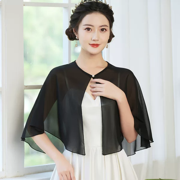 New Cross-Border Chiffon Pearl Shawl, Stylish and Fashionable Premium Shawl, Pearl Chiffon Cool and Sun-Protective Thin Shawl