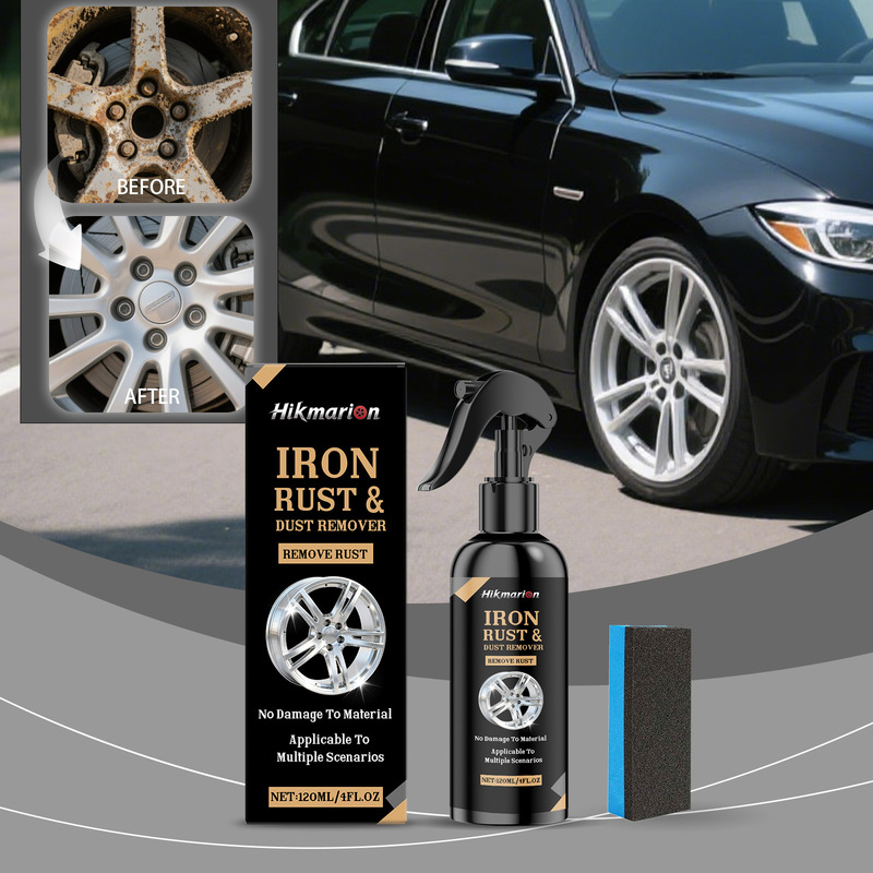 Hikmarion Wheel Rust Removal Spray Effectively Cleans Metal Rust Stains, Is Gentle and Does Not Damage the Surface, Restoring Shine
