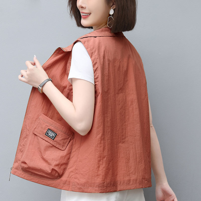 Short Thin Vest Women's Sleeveless Jacket 2025 Spring and Summer New Casual Large Size Loose Outer Wear Sun Protection Vest Vest