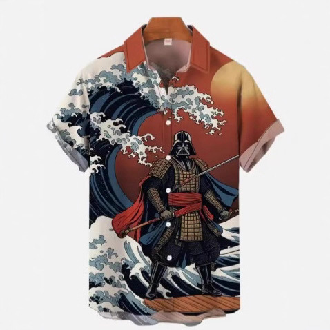 2024 New Hawaiian Shirt Men's Star Wars Shirt Walker Print Men's and Women's Short Sleeve Shirt
