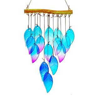 Outdoor Wind Chime Stained Glass Leaf Wind Chime Indoor Outdoor Hanging Decor Handmade for Window Patio Backyard