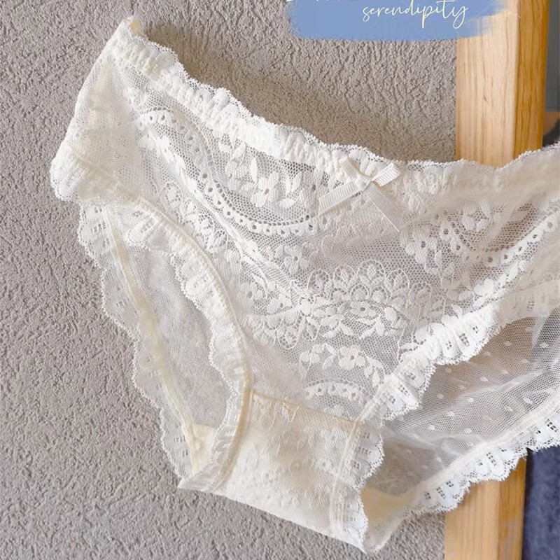 Queen Anne's Hot Lace Sexy Mesh Plus-Size Pure Cotton Crotch Women's Thin See-Through Triangle Panties