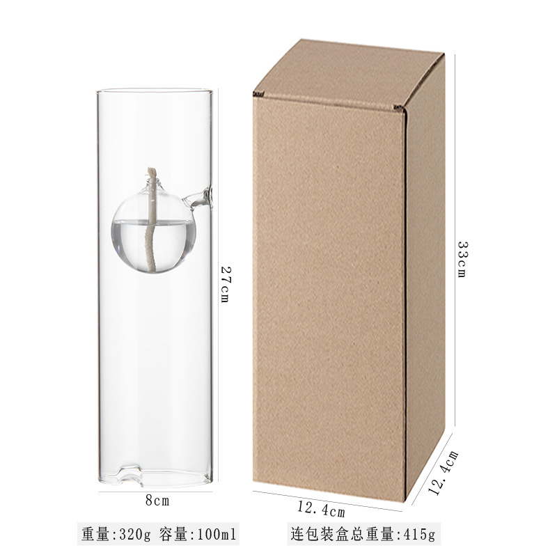 Lámpara de aceite transparente tipo D de 27 cm.