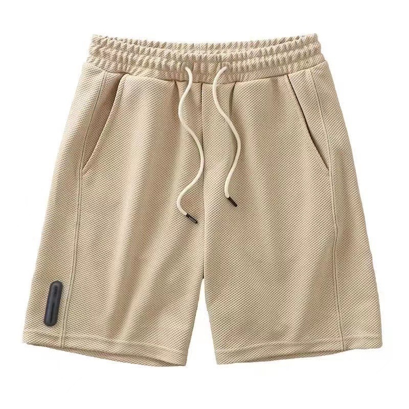 Shorts Waffle para hombres, verano, todo fósforo, estilo de Hong Kong, nueva tendencia, transpirable, deportes, hombres de moda, rectos, casuales y cómodos