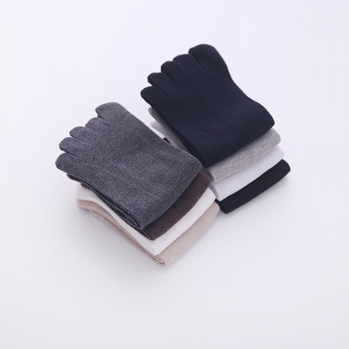 Toe socks, men's pure cotton socks, versatile, anti-odor, sweat-absorbent, breathable mid-calf socks, non-slip, non-falling, split-toe socks