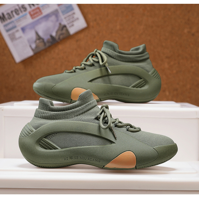 CMY Men's Shoes 2025 New Summer Versatile Mesh Breathable Thick-soled Height-increasing Running Sports Socks Shoes_voghion.com