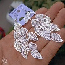 热销新款时尚流苏镂空树叶子耳环 金属长款耳坠耳钉批发满包邮