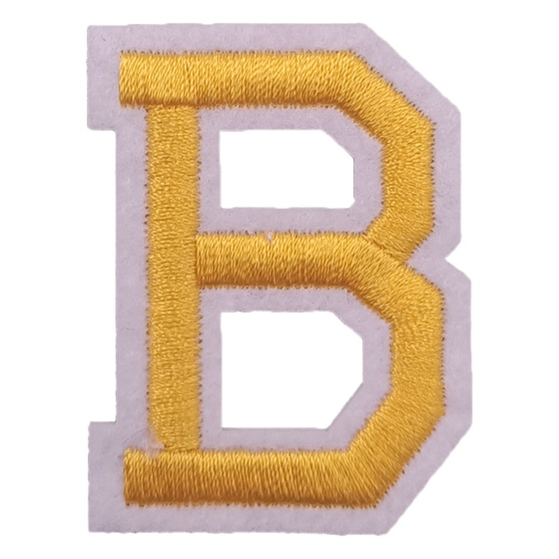Fábrica en stock color inglés carta tela pegatinas escuela uniforme número marca planchado A-Z bordado parche pegatinas