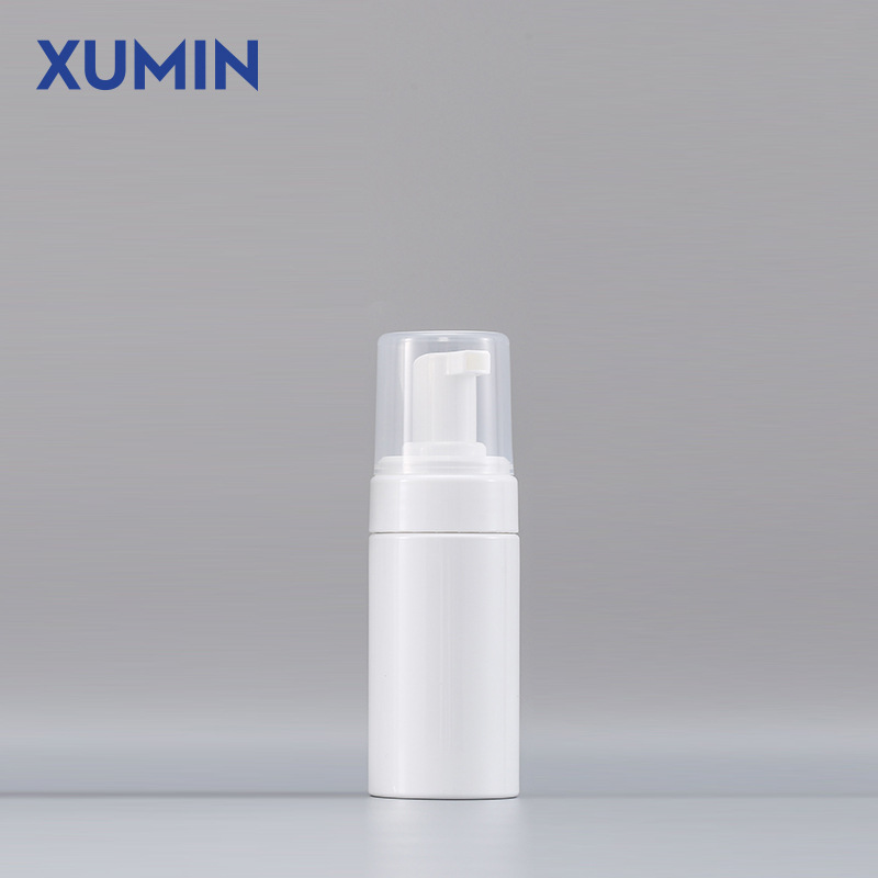 Envases cosméticos en stock, botella de espuma de 100-150 ml, botella dispensadora de PET blanca transparente, botella de plástico vacía.
