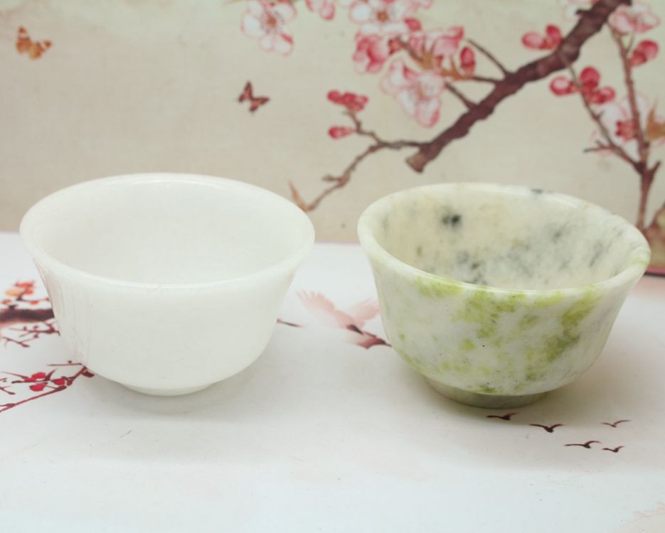功夫茶杯白酒杯啤酒杯茶碗酒碗家居摆件汉白玉蓝田玉玉石茶具酒具
