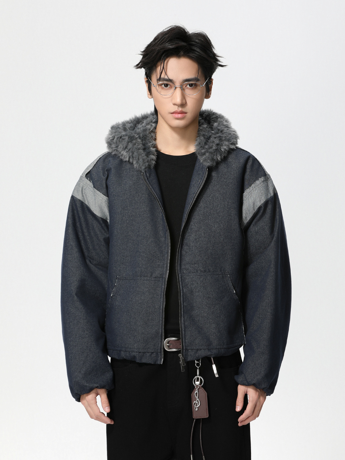 MTLCLOTHES Hombres| Retro empalme peluche capuchonado color lienzo herramientas de algodón intercalado abrigo de algodón