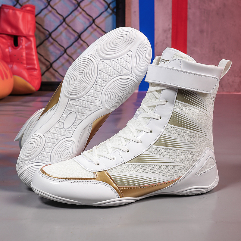 Cross-border New Style Boxing and Wrestling Shoes Men's Breathable Mesh Velcro Comparison Training Shoes Fighting Sanda Fighting Shoes