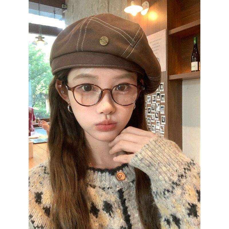 牛仔贝雷帽女秋季韩版时尚显脸小蓓蕾帽网红大头围画家帽子ins潮|undefined