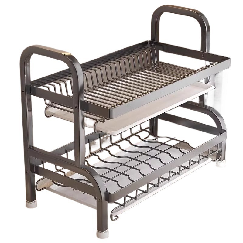 Kitchen rack bowl dish storage rack draft water frame home double -layer cupboard tableware box multi -function dishes and plate shelves