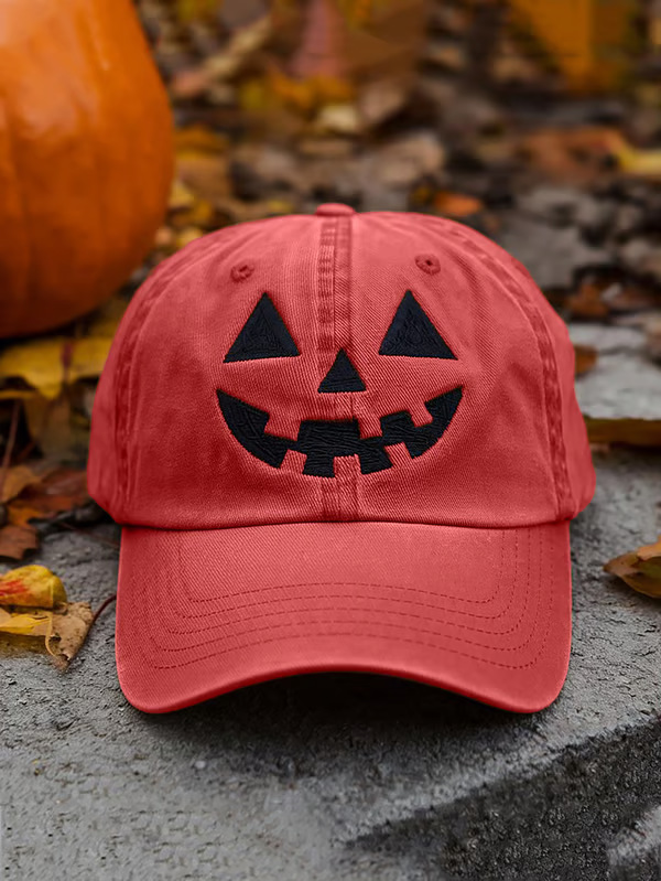 跨境现货Autumn Style Print Hat 万圣节个性南瓜秋季风格印花帽|undefined