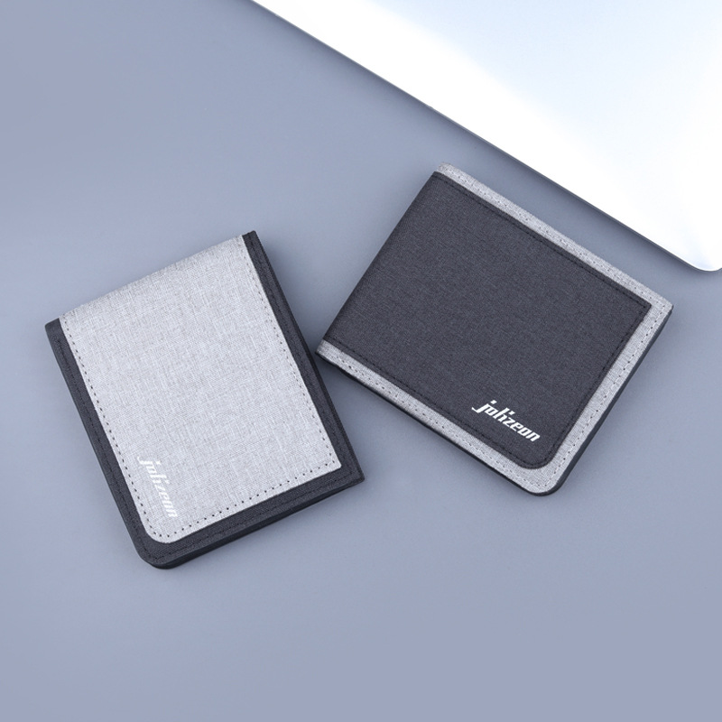 Cartera de lona billetera de los hombres titular de la tarjeta de clip corto para hombres titular de la tarjeta anti-desgaussing integrado
