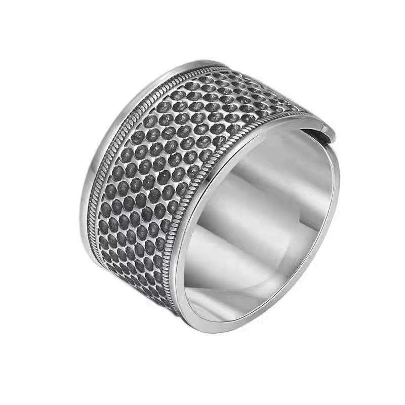 빈티지 THIMBLE 모방 실버 링 DIY 재봉 도구 손으로 만든 미끄럼 방지 자수 링 복고풍 바늘 프레스 손가락