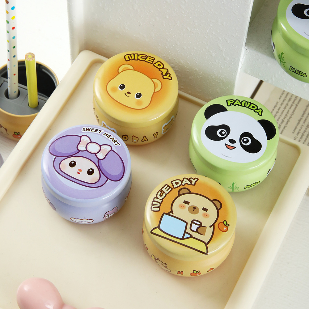 Cute estudiante de la escuela primaria de doble agujero cuchillo de lápiz dibujos animados caja de hierro mini afilador de lápiz planador de lápiz para niños cuchillo de lápiz