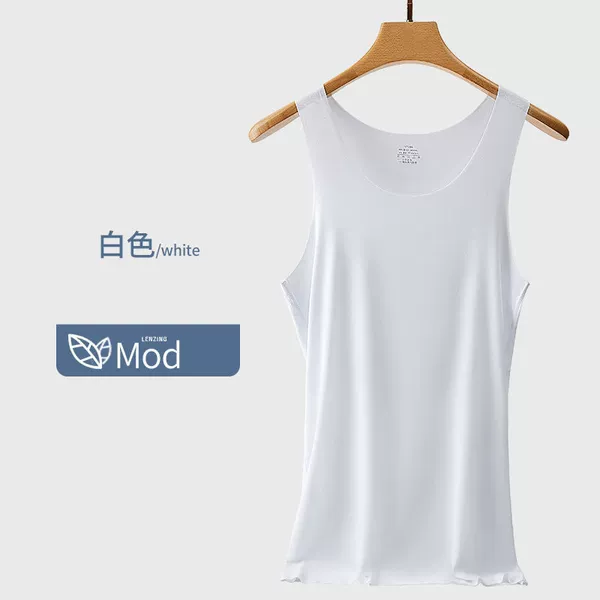 Silk white vest, round collar