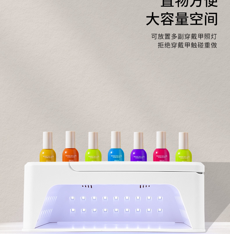 Wearable Nail Polish UV Lamp Professional Nail Salon LED Curing Light Dual-Hand Nail Dryer Large Space Hand Rest Phototherapy Lamp
