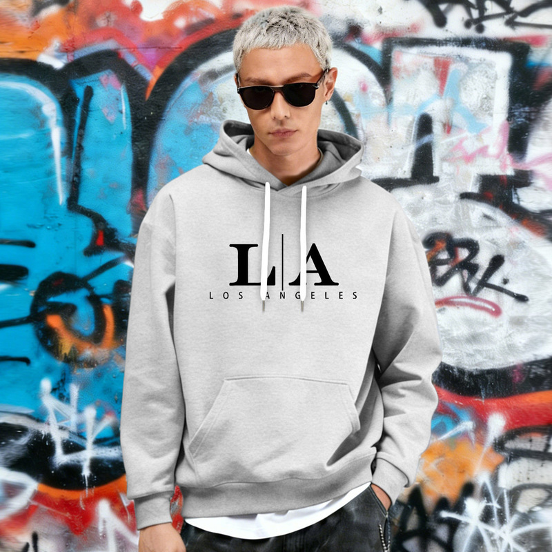 2026 Autumn/Winter La Los Angeles Letter Print Hooded Sweatshirt for Men, American Street Style, Loose Fit, Couple Style, Trendy Brand Hoodie 2026 Autumn/Winter La Los Angeles Letter Print Hooded Sweatshirt for Men, American Street Style, Loose Fit, Couple Style, Trendy Brand Hoodie