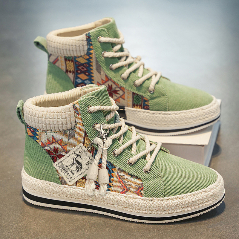 Otoño nuevos zapatos de panel de tela de fibra de alto impacto de moda personalidad de paja al aire libre zapatos deportivos casuales de hombre