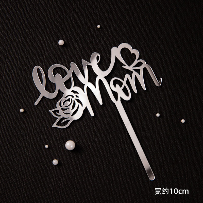 2025 Día de la Madre Gota de agua Diamante Corona Pastel Decoración Adornos Vista trasera Madre Acrílico Plug-in Mariposa Vestir