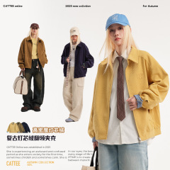 CATTEE 日系复古灯芯绒美拉德夹克男女秋季短款cleanfit情侣外套