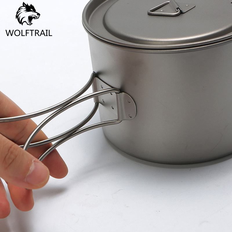 900ML Outdoor Camping Tableware Titanium With Spout Can Boil Water Foldable Cup_voghion.com