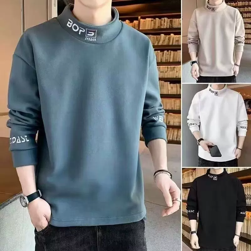 清仓捡漏德绒卫衣男士秋冬季内搭双面绒长袖休闲保暖半高领打底衫