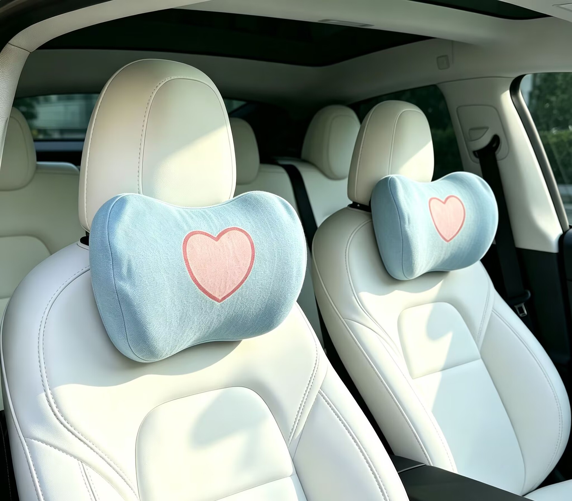 Cross-border wholesale of cute car lumbar support cushions, memory foam comfortable car headrests, neck pillows, and slow-rebound lumbar cushions