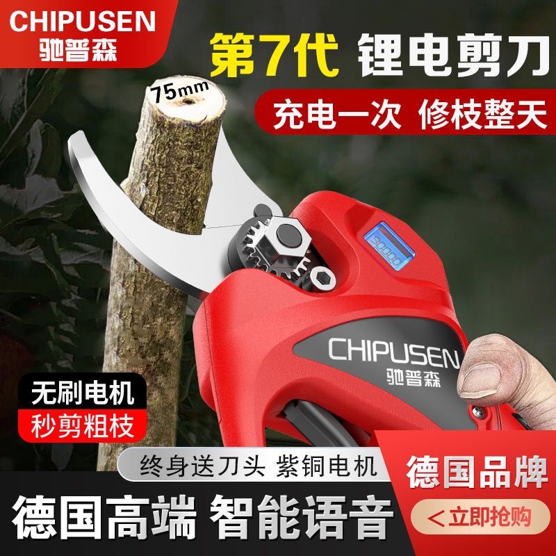 德国驰普森电动修枝剪果树粗枝剪刀园林园艺充电式无线锂电树枝