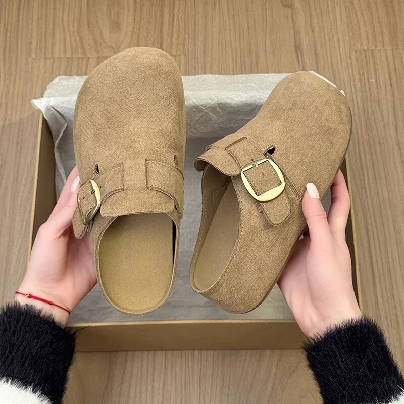 Women's 2026 New Summer Model Birkenstock-Style Slippers with Internal Height Increase and Thick Sole, Soft-Soled Slip-On Half-Mules for Spring, Suitable for Pairing with Skirts Women's 2026 New Summer Model Birkenstock-Style Slippers with Internal Height Increase and Thick Sole, Soft-Soled Slip-On Half-Mules for Spring, Suitable for Pairing with Skirts