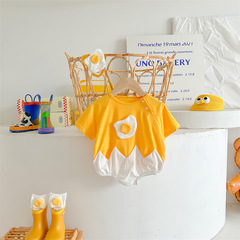 Summer Korean Version Trend Egg Yellow Infant Triangle Pajama Bottoms 3D Eggshell Style Climbing Suit