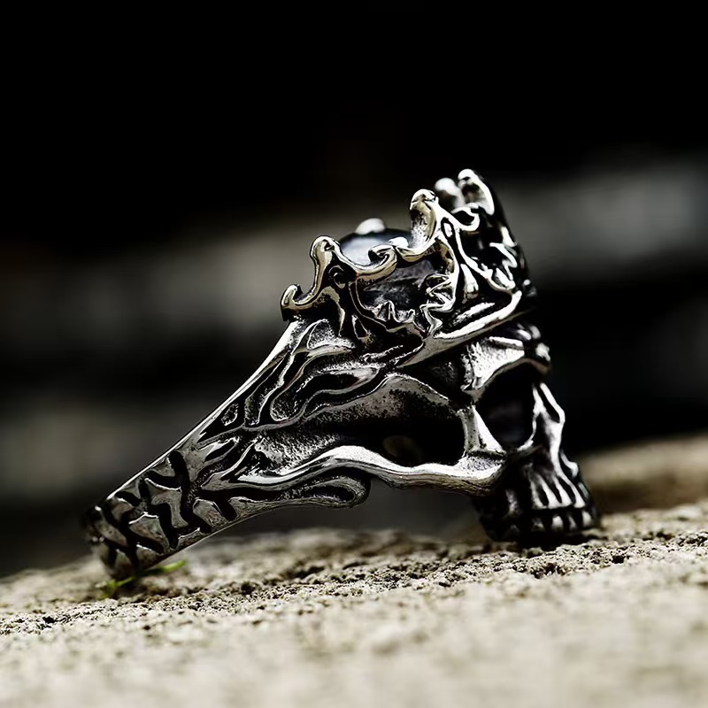 Punk Style Titanium Steel Skull Crown Ring Wholesale New Stainless Steel Domineering Men's Ring Jewelry