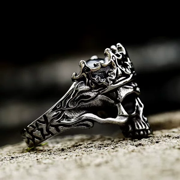 Punk Style Titanium Steel Skull Crown Ring Wholesale New Stainless Steel Domineering Men's Ring Jewelry