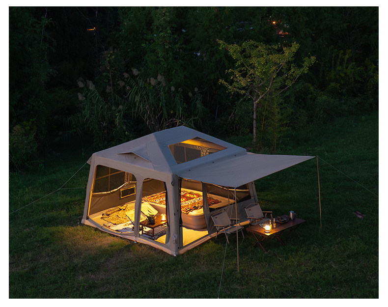 Explorer Water Cube Fully Automatic Inflatable Tent for Outdoor Camping, Overnight Rainproof Camping Gear, Integrated with the Vehicle Tail
