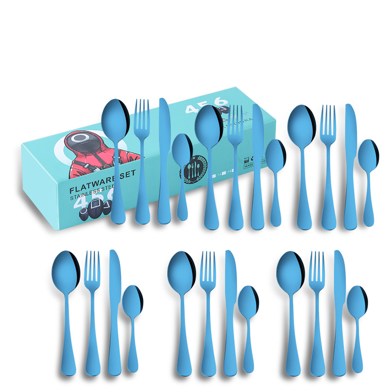 Amazon transfronteriza 1010 vajilla de acero inoxidable conjunto de 24 piezas cuchillo de filete occidental, tenedor y cuchara traje de celebridad de Internet regalo de vacaciones